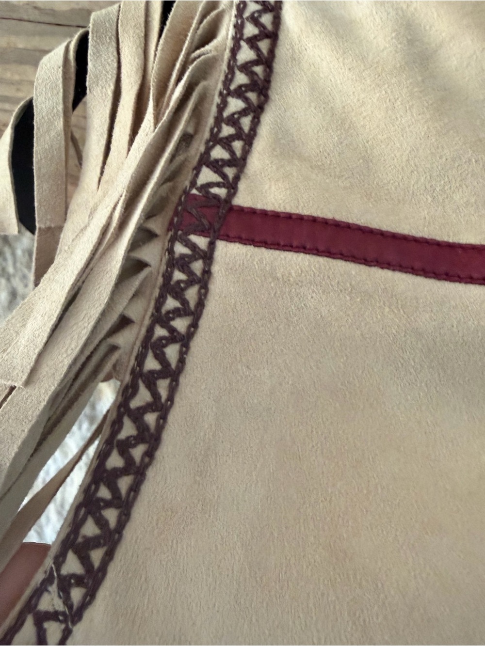 Double D Ranch Beige Fringe Red and Teal Floral Embroidery transdanubia vest XS - Picture 6 of 7